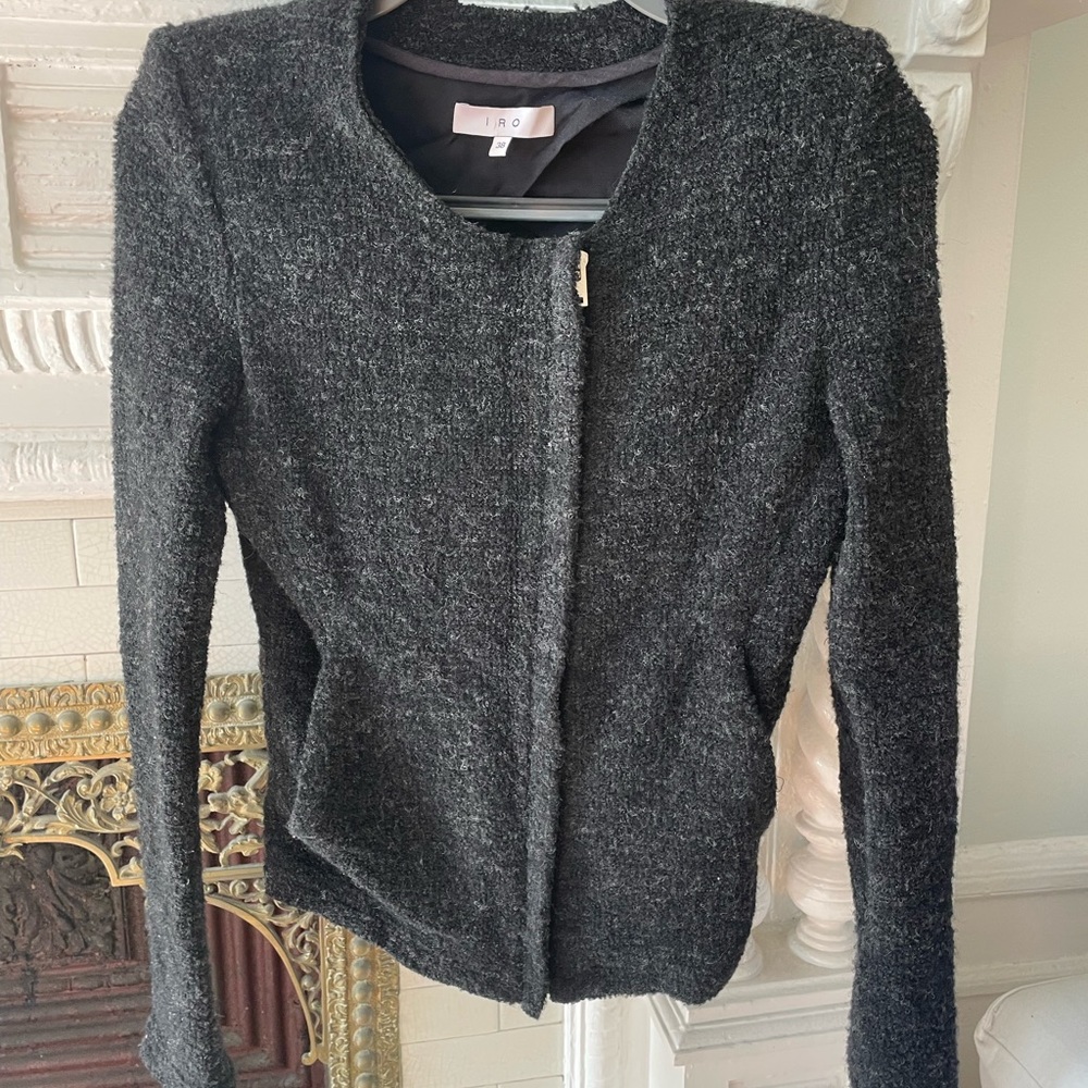 IRO Women's Charcoal Gray / Black Jacket - Size EU 38